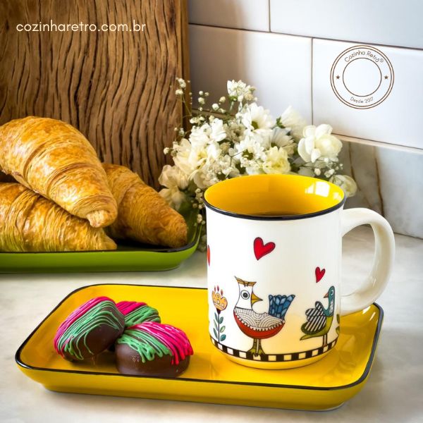 Caneca de Porcelana Cocoricó Egan Italy - Amarelo