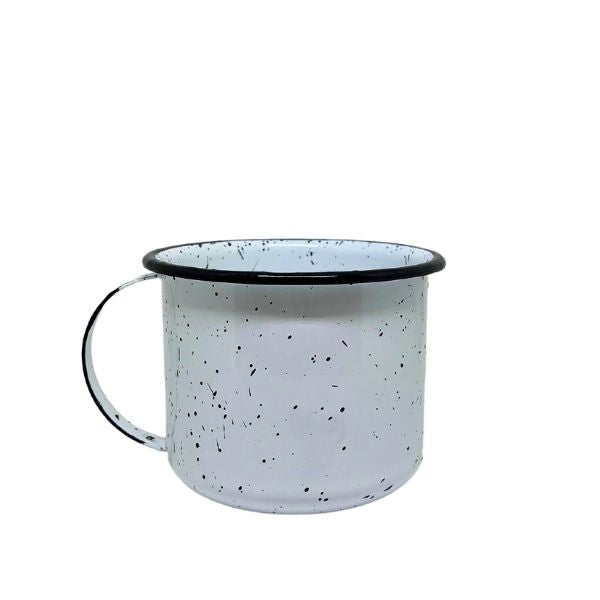 Caneca Esmaltada Branca Gratinada – 650 ml