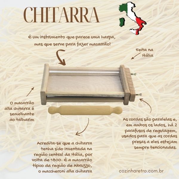 Cortador de Massa para Spaghetti Chitarra - Feito na Itália