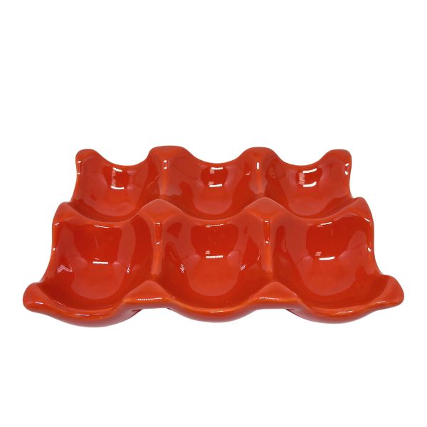 Porta Ovos de Cerâmica Cozinha Retrô - Coral