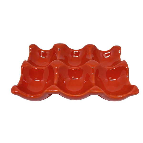 Porta Ovos de Cerâmica Cozinha Retrô - Coral