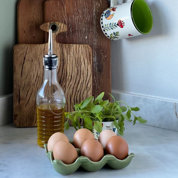 Porta Ovos de Cerâmica Cozinha Retrô - Fendi