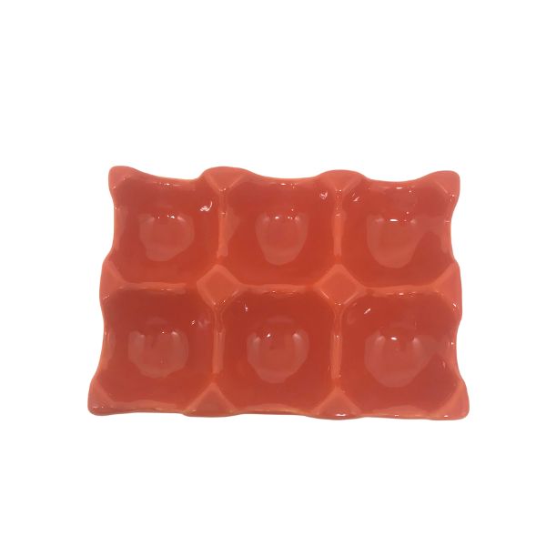 Porta Ovos de Cerâmica Cozinha Retrô - Coral