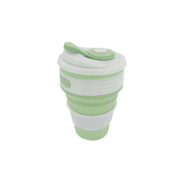 Copo de Silicone Retrátil com Tampa – Verde Menta