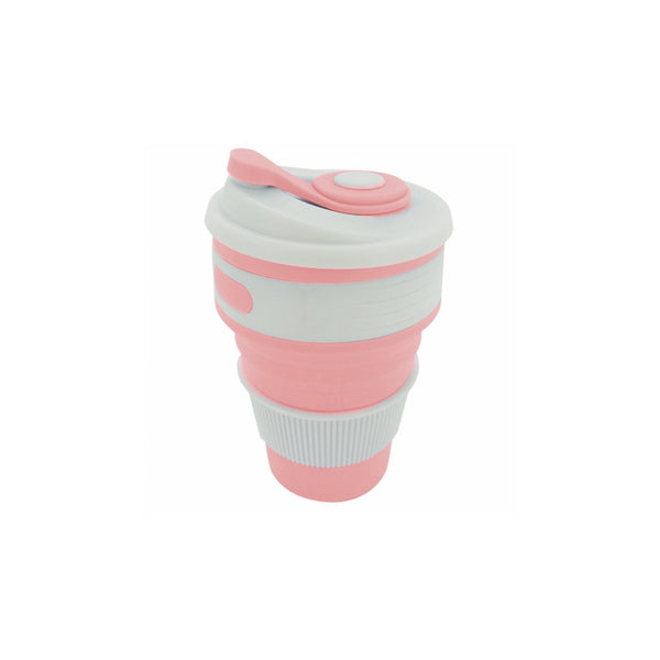 Copo de Silicone Retrátil com Tampa – Rosa