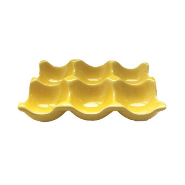 Porta Ovos de Cerâmica Cozinha Retrô - Amarelo Limão