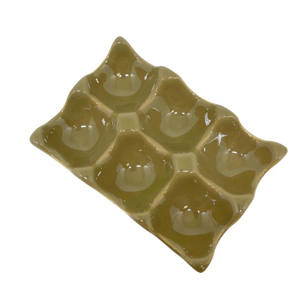 Porta Ovos de Cerâmica Cozinha Retrô - Caqui