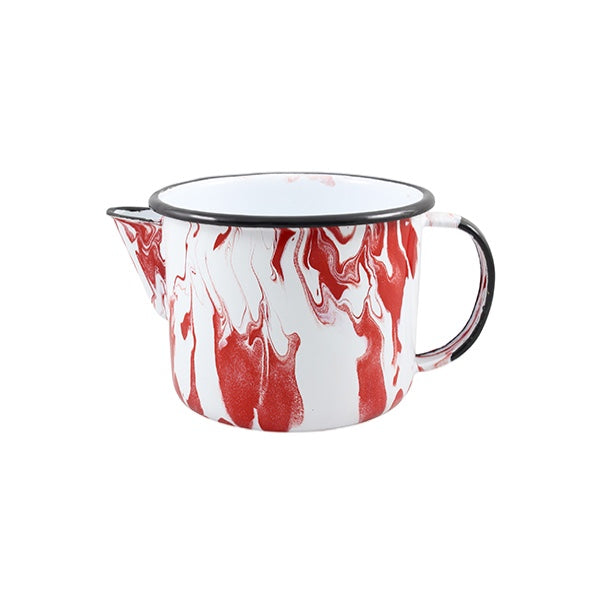 Caneca Esmaltada com Bico Marmorizada Vermelha - 1 L