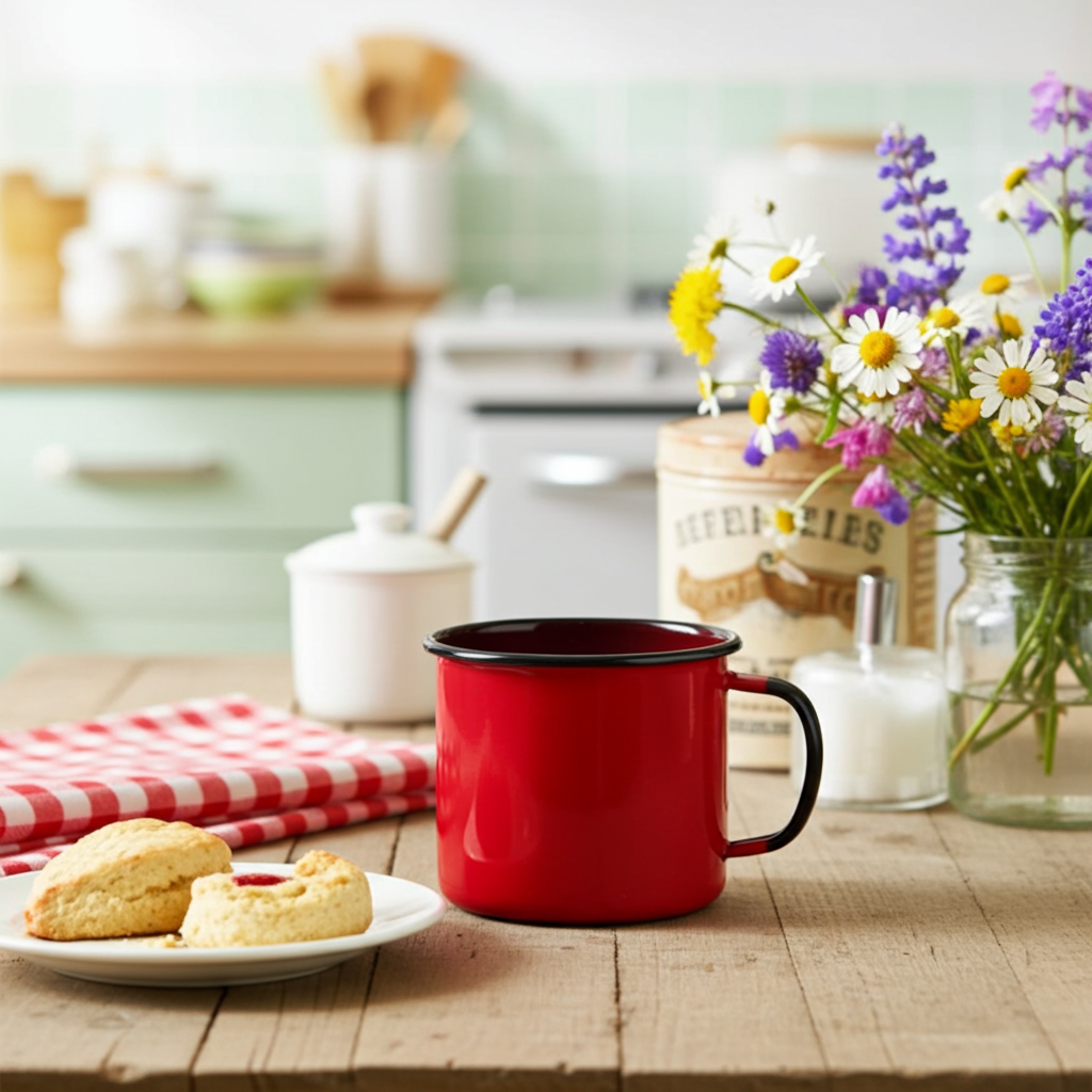 Caneca Esmaltada Vermelha - 370 ml