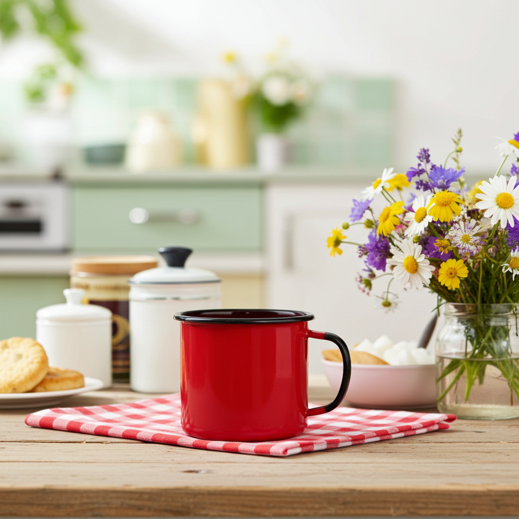 Caneca Esmaltada Vermelha - 370 ml