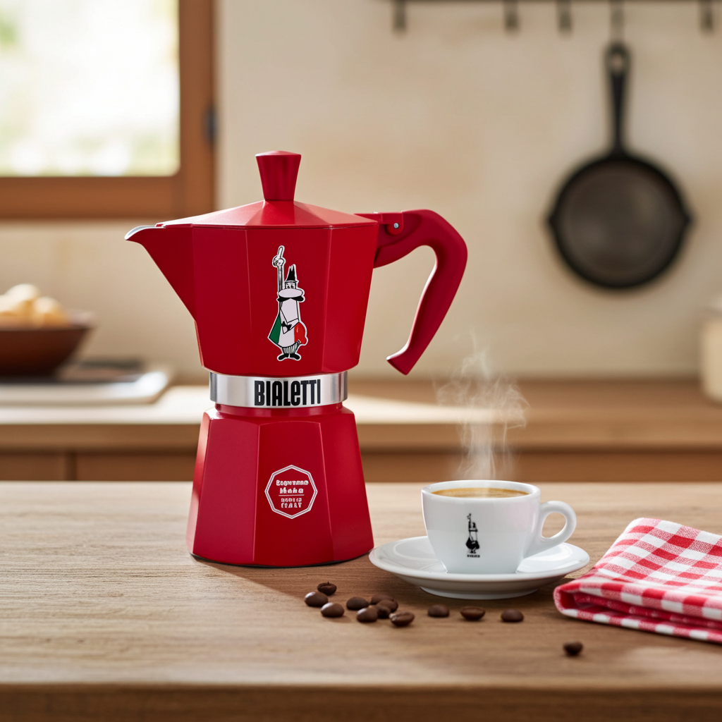 Cafeteira Italiana Moka Express Bialetti Omino Colorido - Vermelho 6 xícaras