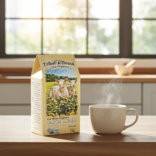 Chá Misto Orgânico Capim Limão, Melissa e Maracujá Tribal - Caixa 70 g