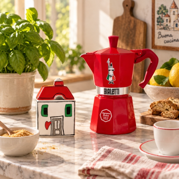 Cafeteira Italiana Moka Express Bialetti Omino Colorido - Vermelho 6 xícaras