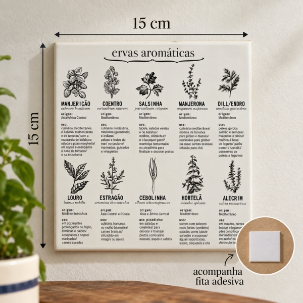 Azulejo Decorativo Ervas Aromáticas