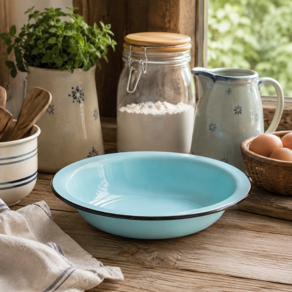 Bacia de Ágata Azul Vintage - 28 cm