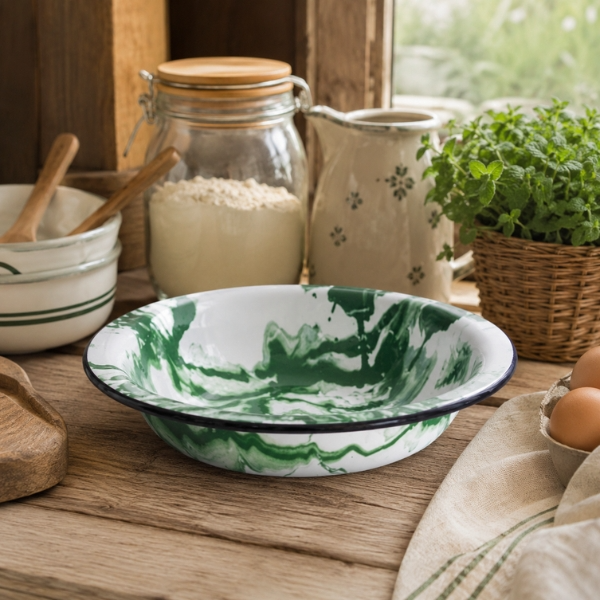 Bacia de Ágata Verde Marmorizado - 28 cm