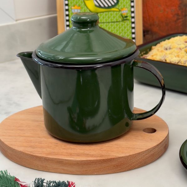 Bule de Chá Esmaltado 600 ml - Verde