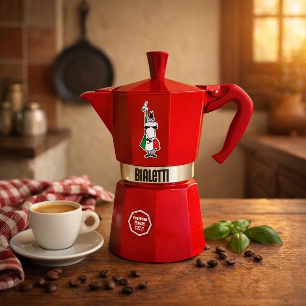 Cafeteira Italiana Moka Express Bialetti Omino Colorido - Vermelho 6 xícaras