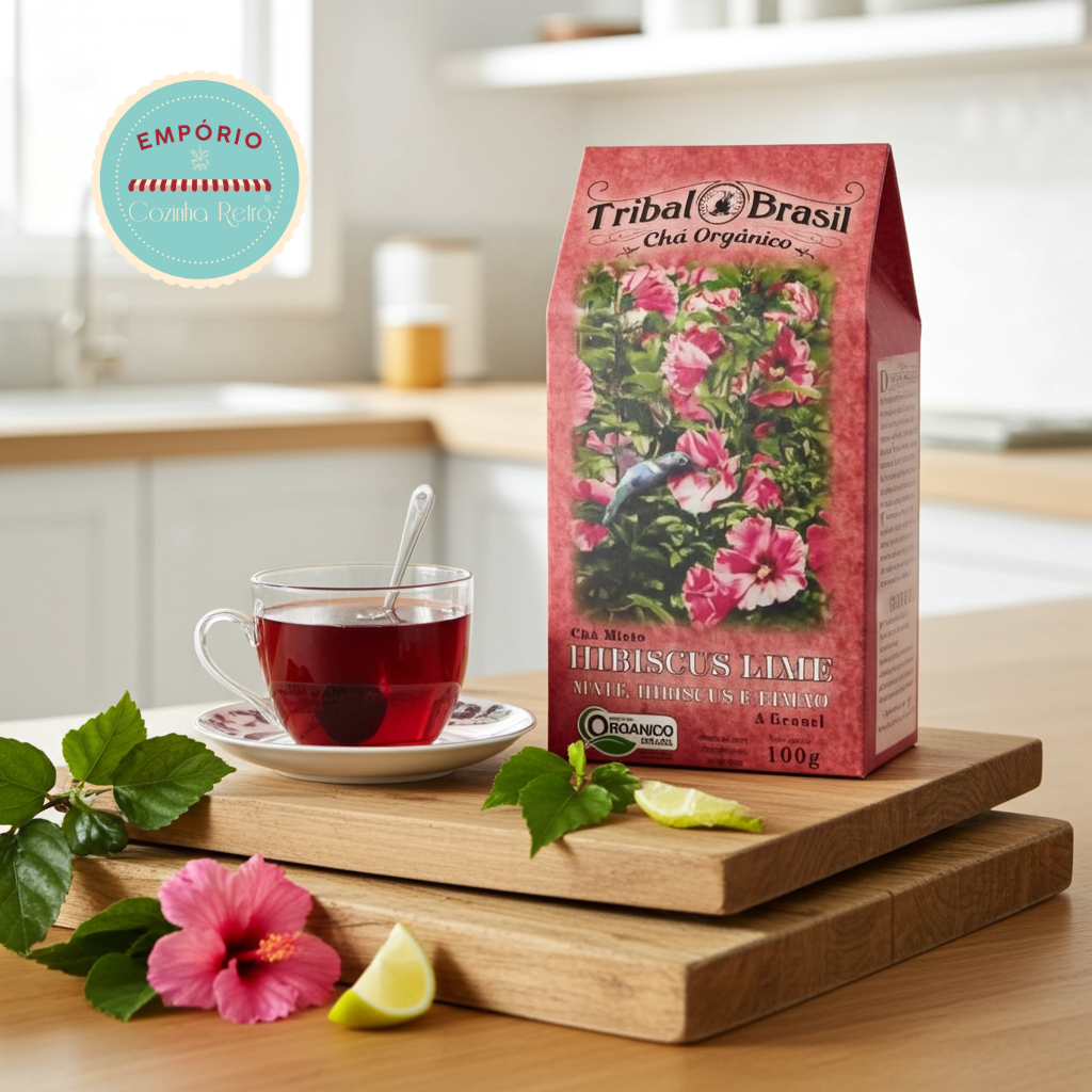 Chá Misto Orgânico Hibiscus Lime Tribal - Caixa 100 g