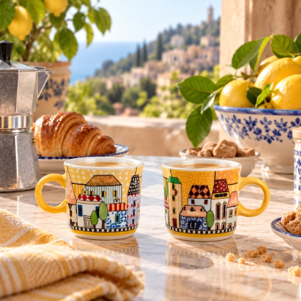 Conjunto de 2 Xícaras Paese Mio para Cafe Expresso Egan- Amarelo
