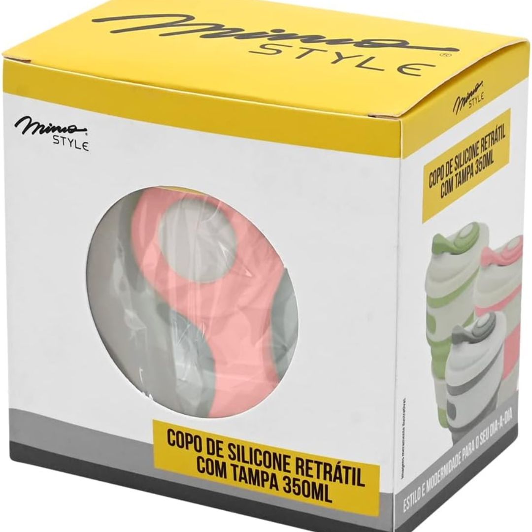 Copo de Silicone Retrátil com Tampa – Rosa