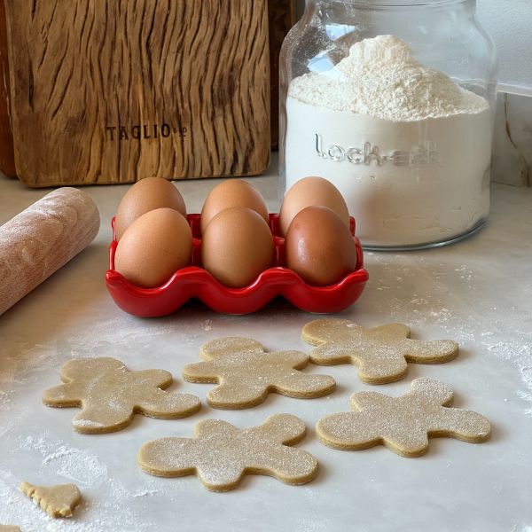 Porta Ovos de Cerâmica Cozinha Retrô - Vermelho