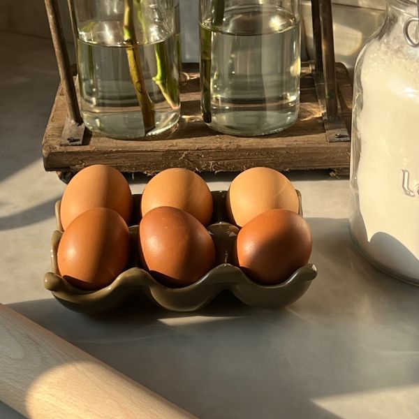 Porta Ovos de Cerâmica Cozinha Retrô - Caqui