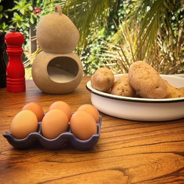 Porta Ovos de Cerâmica Cozinha Retrô - Azul Hortênsia