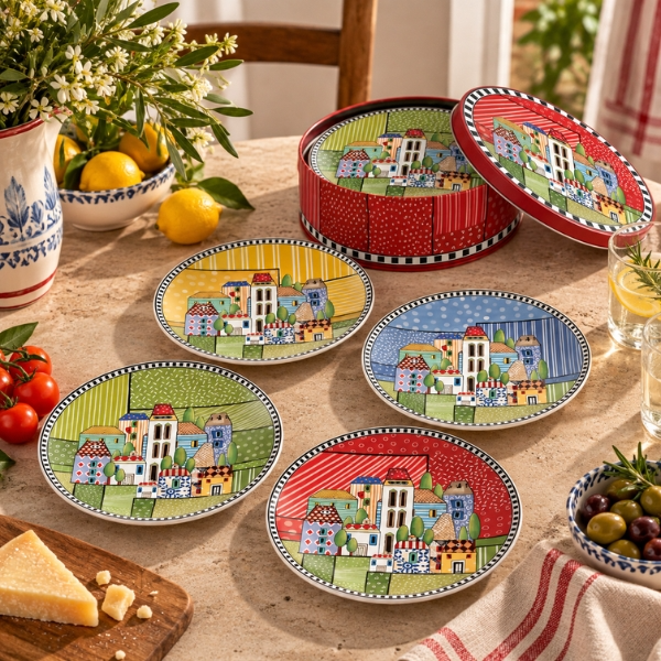 Conjunto 4 Pratos de Sobremesa Paese Mio Egan Italy