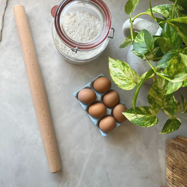 Rolo Bicônico para Massa em Madeira Com Capa de Algodão - Feito na Itália