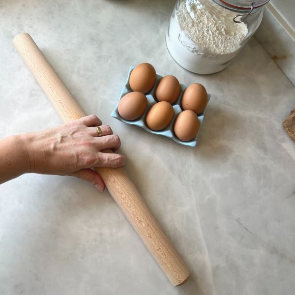 Rolo Bicônico para Massa em Madeira Com Capa de Algodão - Feito na Itália