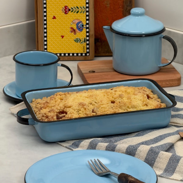 Bule de Chá Esmaltado 600 ml - Azul Vintage