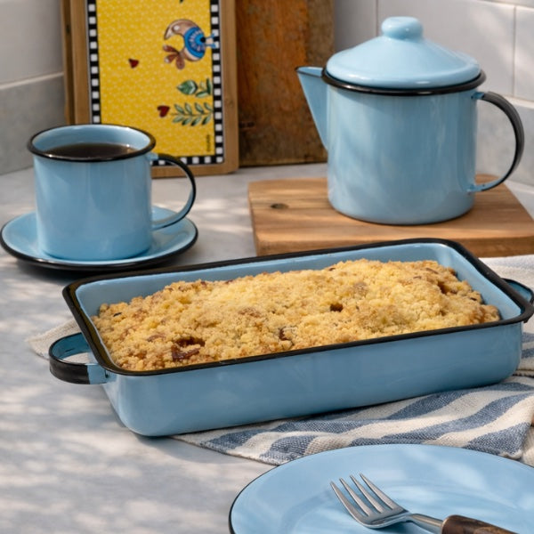 Bule de Chá Esmaltado 600 ml - Azul Vintage