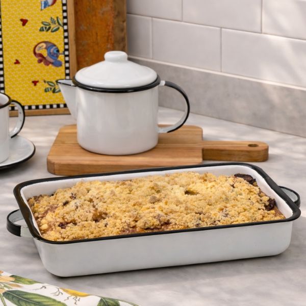 Travessa Esmaltada Branco G – 31 cm